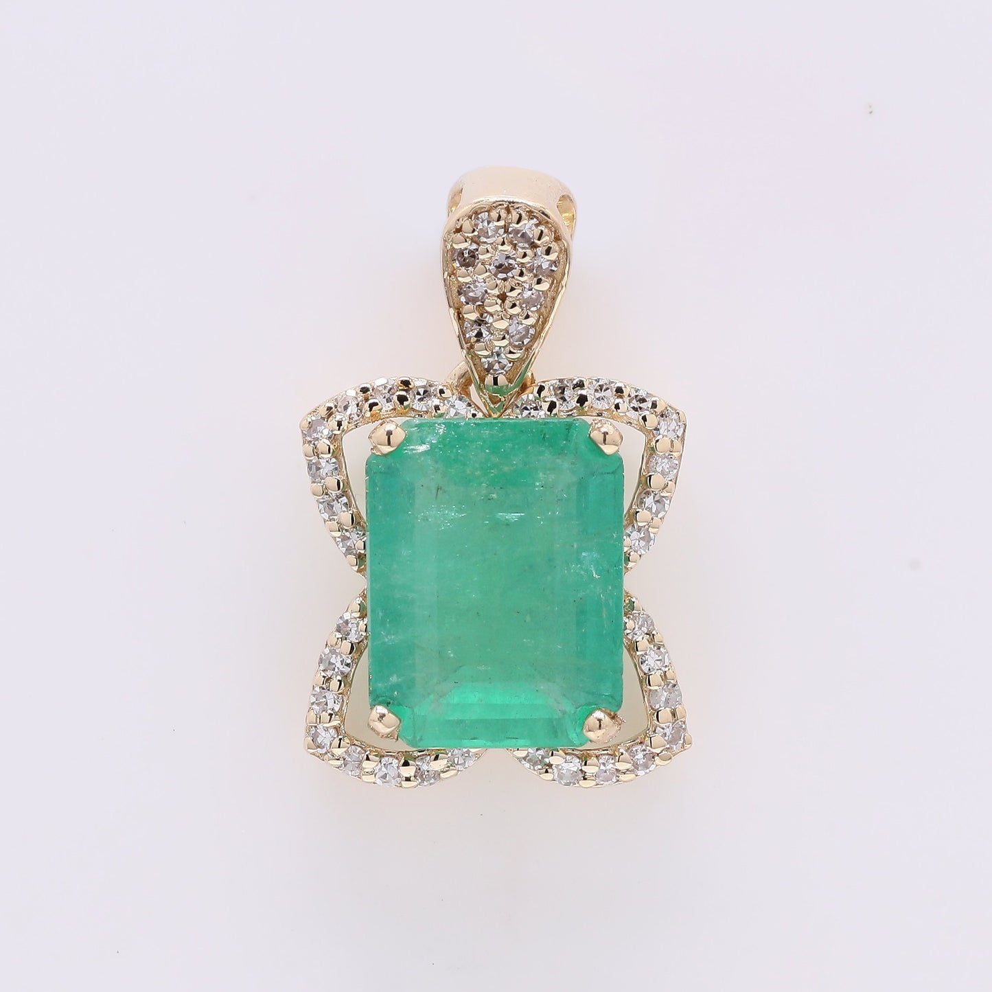2.25 Ct Octagon Step Cut Natural Emerald 14K Gold Pendant