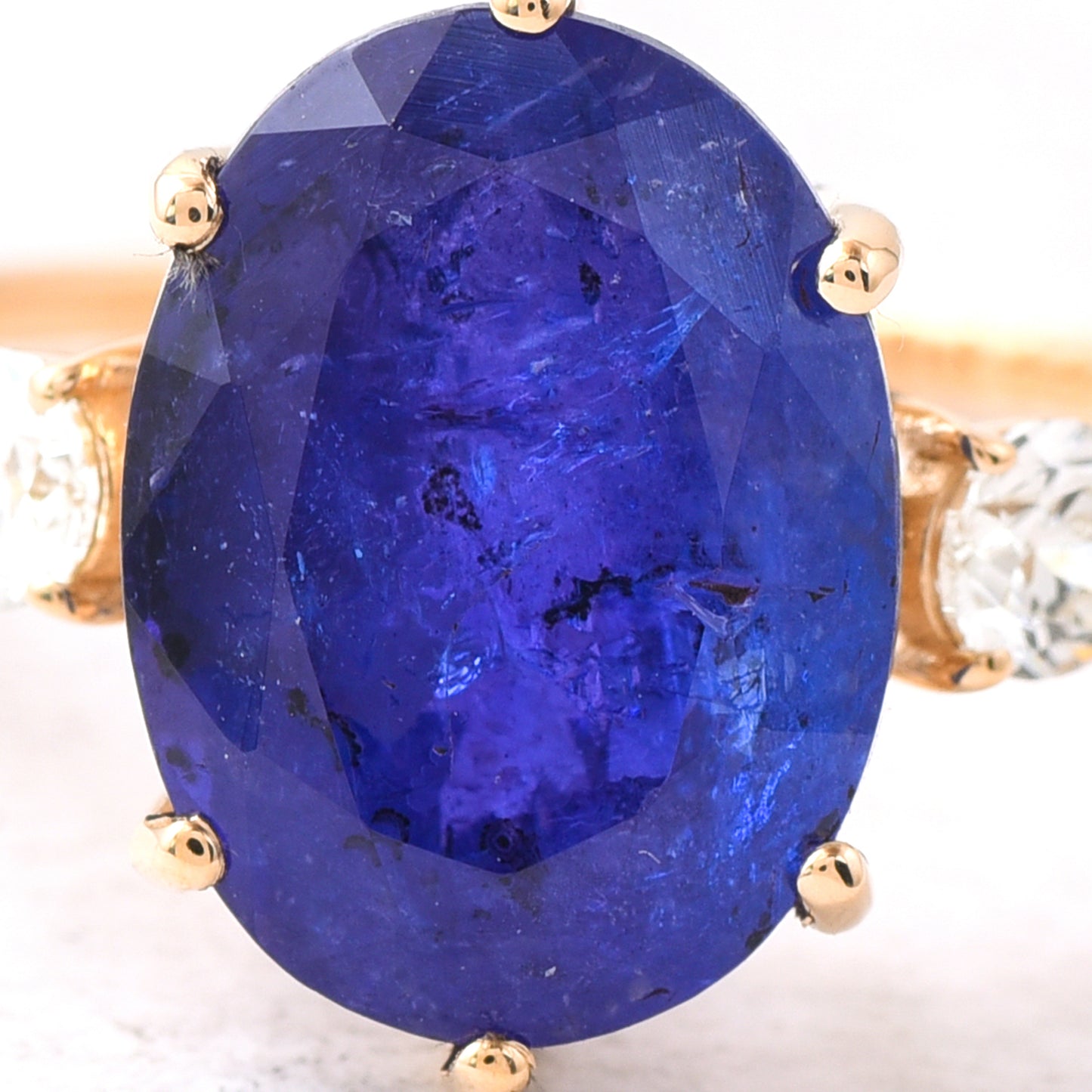 5.53 Ct Oval Mixed Cut Natural Tanzanite 14K Gold Ring