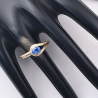 0.71 Ct Oval Mixed Cut Natural Sapphire 14K Gold Ring