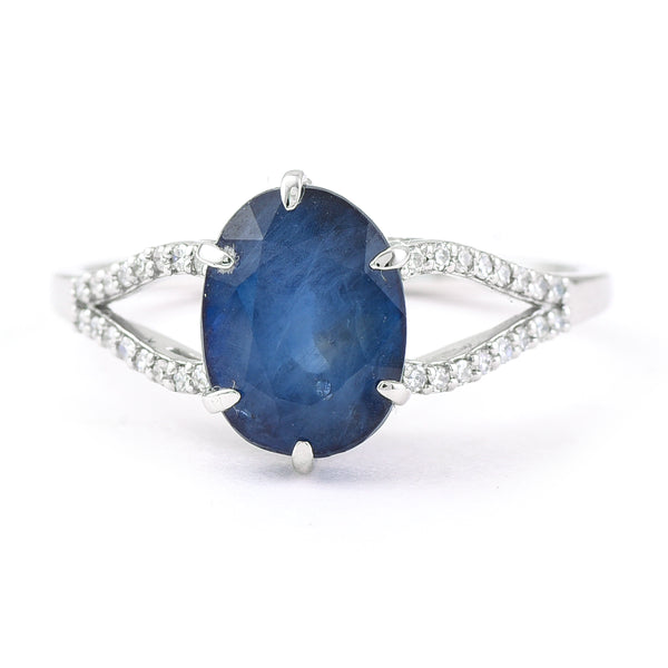 3.23 Ct Oval Mixed Cut Natural Sapphire 950 Platinum Ring