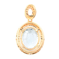2.34 Ct Oval Mixed Cut Natural Aquamarine 14K Gold Pendant