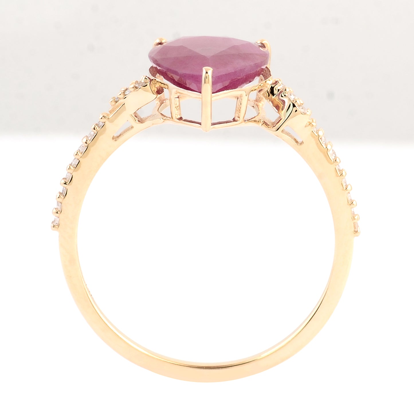 2.99 Ct Pear Mixed Cut Natural Corundum Ruby 14K Gold Ring