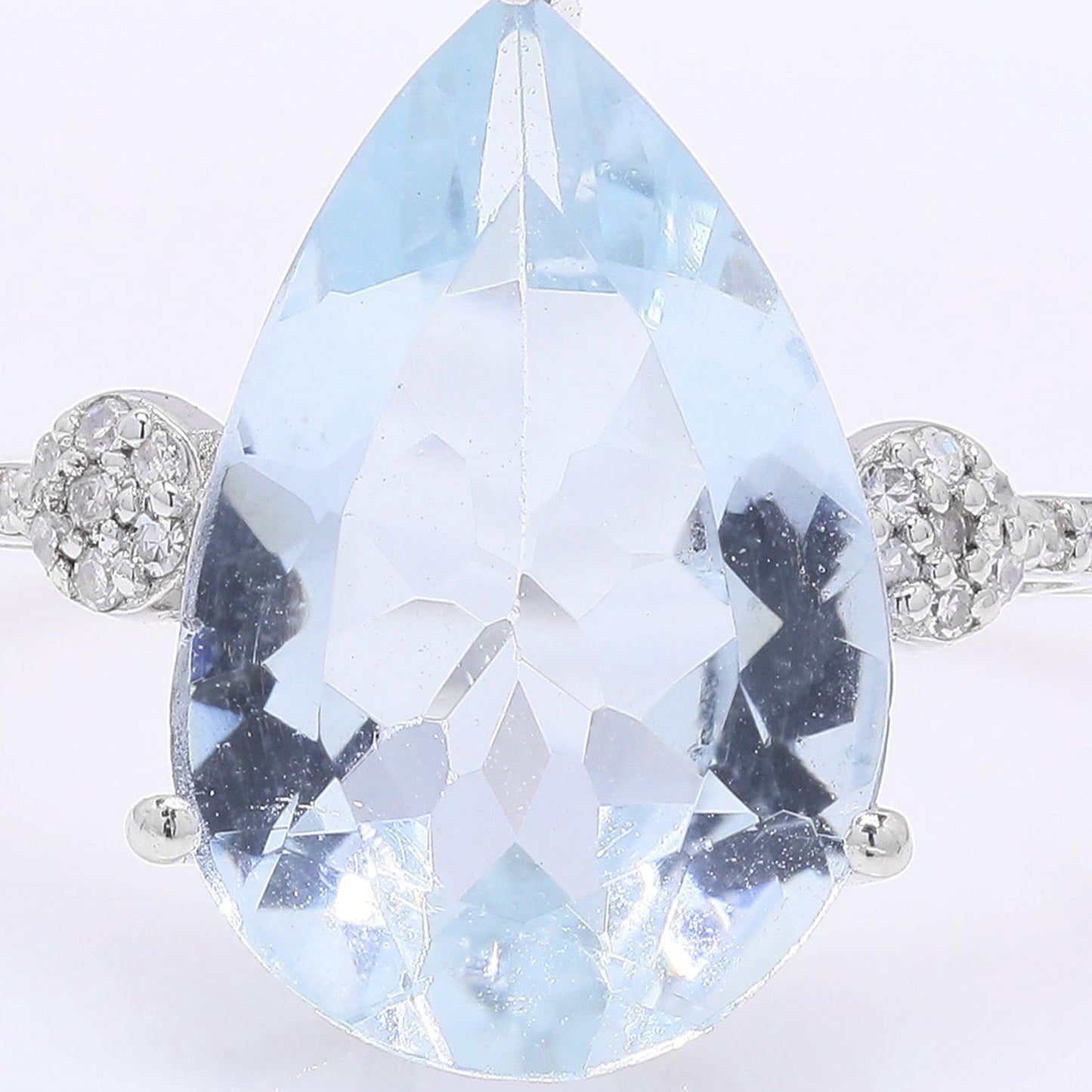 3.94 Ct Pear Mixed Cut Natural Aquamarine 950 Platinum Ring