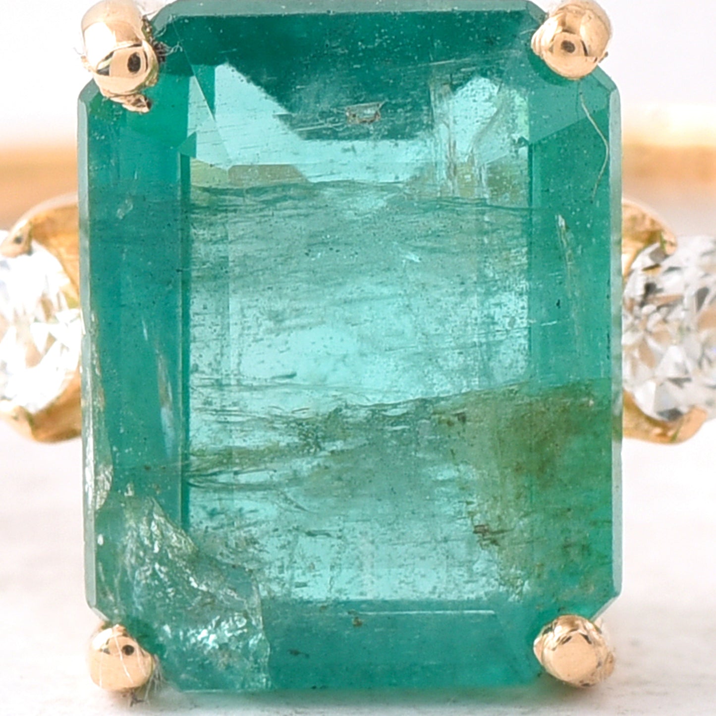 2.20 Ct Octagon Step Cut Natural Emerald 14K Gold Ring