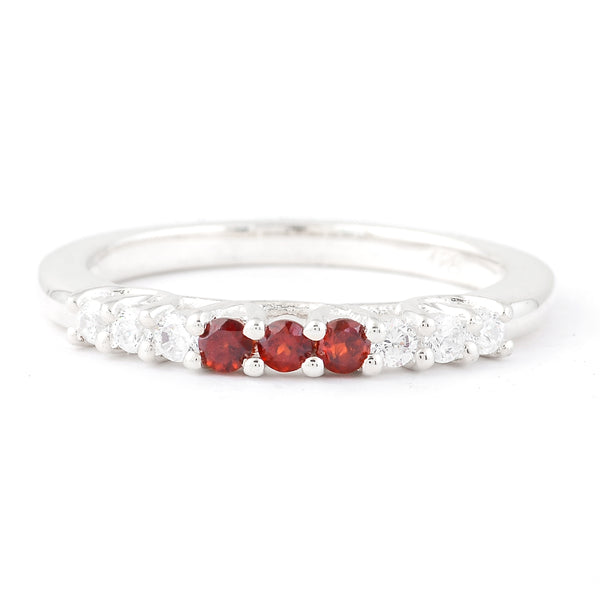 0.56 Ct Round Garnet, Cubic Zirconia 925 Sterling Silver Ring