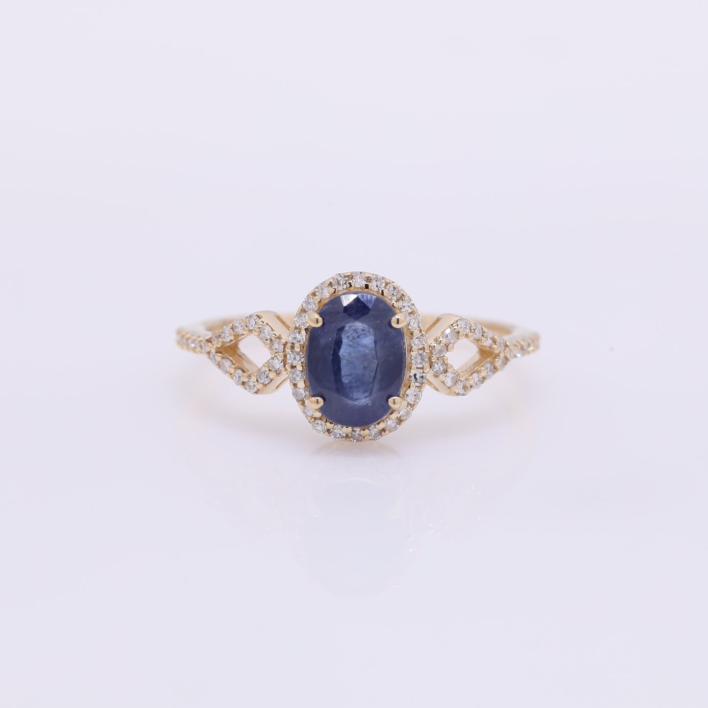 1.52 Ct Oval Mixed Cut Natural Sapphire 14K Gold Ring