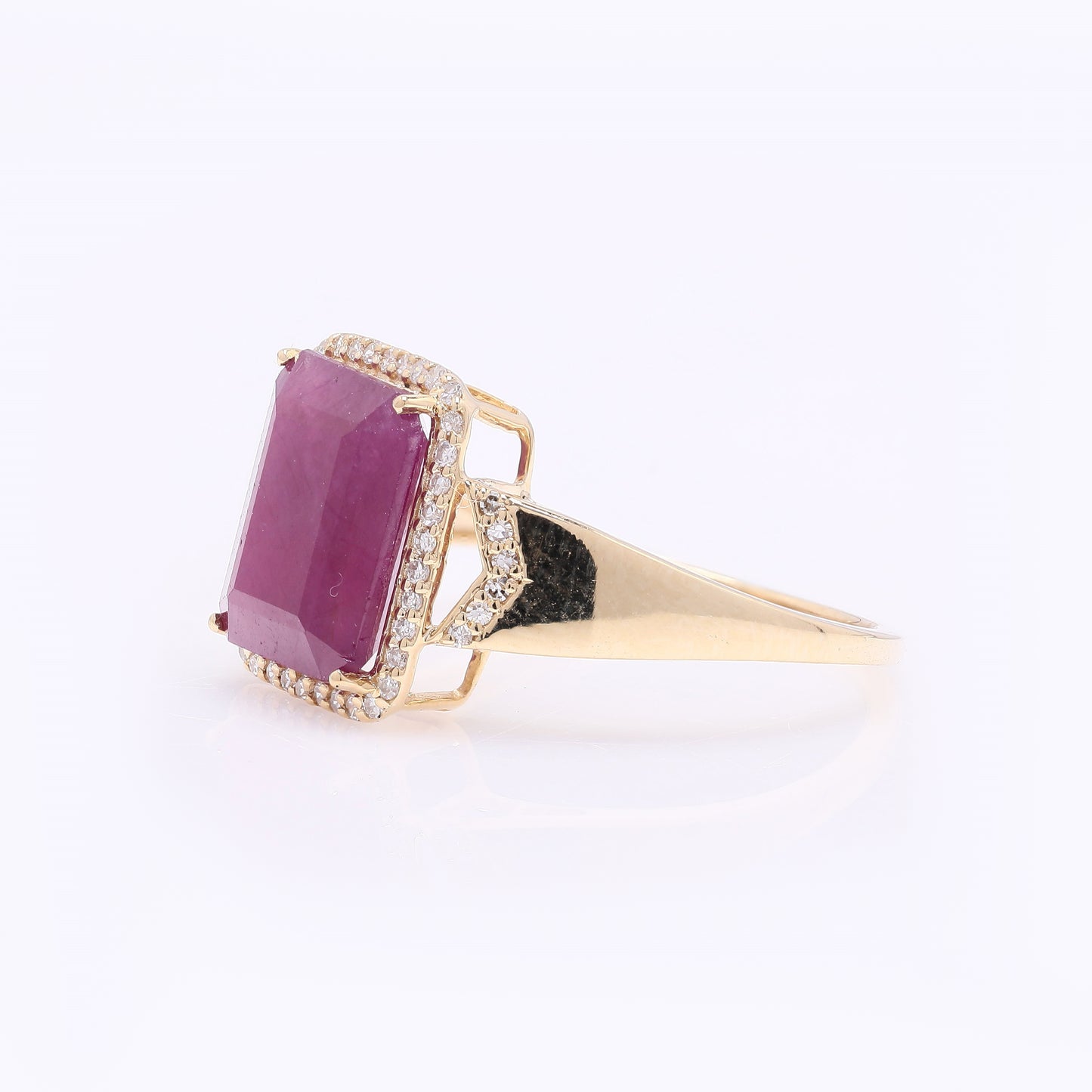 4.63 Ct Octagon Step Cut Natural Ruby 14K Gold Ring