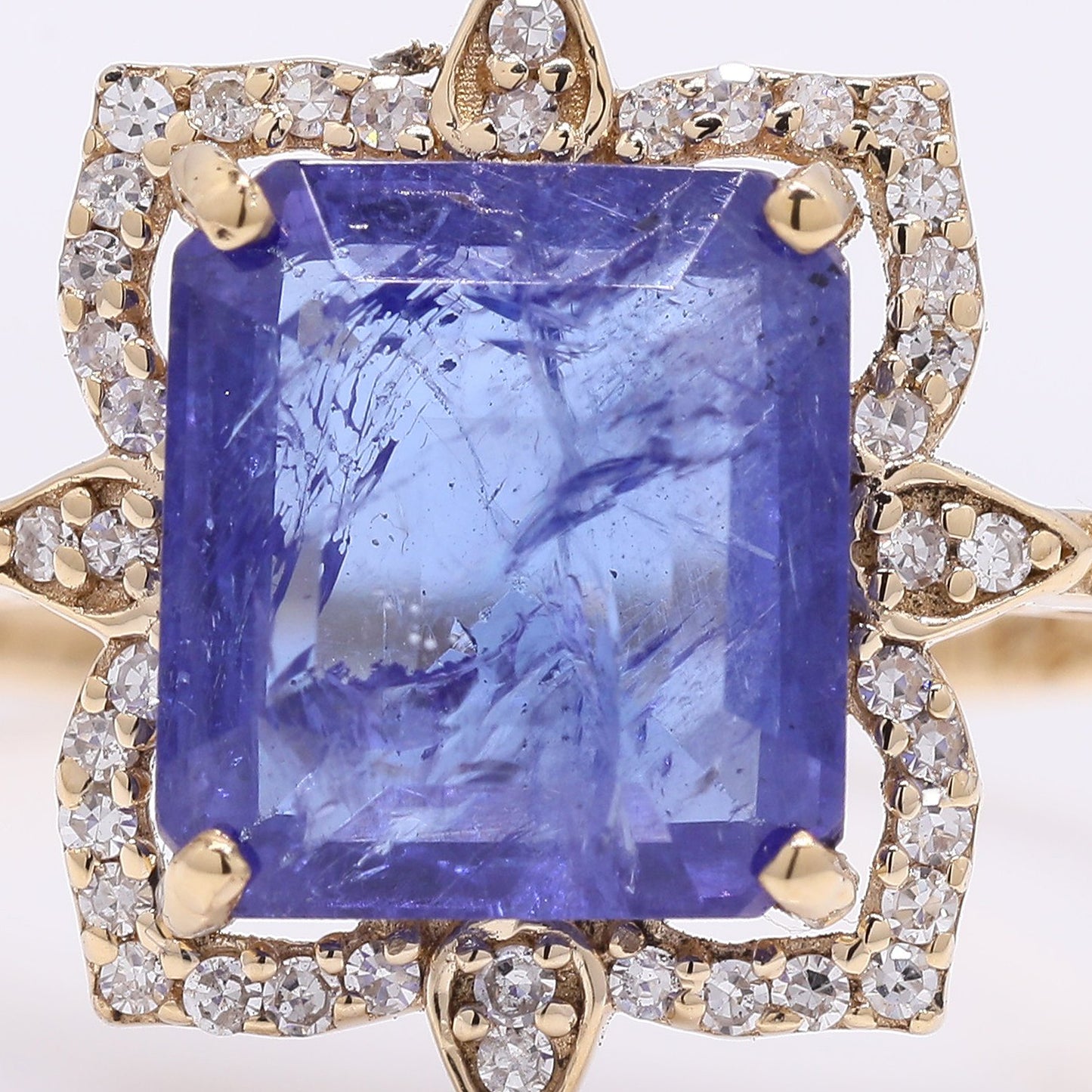 3.84 Ct Octagon Step Cut Natural Tanzanite 14K Gold Ring