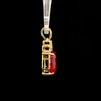 4.28 Ct Oval Mixed Cut Lab Grown Ruby 14K Gold Pendant