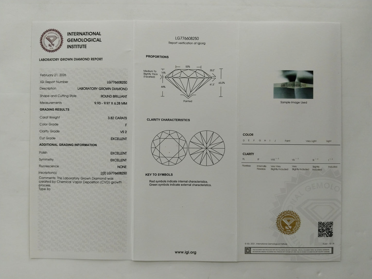 4.14 Ct Round Brilliant Lab Grown Diamond 950 Platinum Ring
