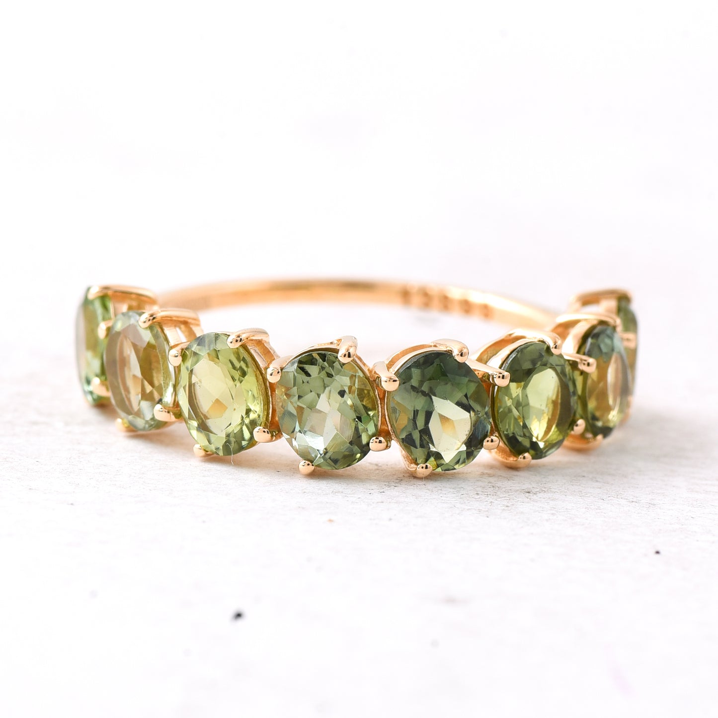 2.73 Ct Oval Mixed Cut Natural Green Tourmaline 14K Gold Ring