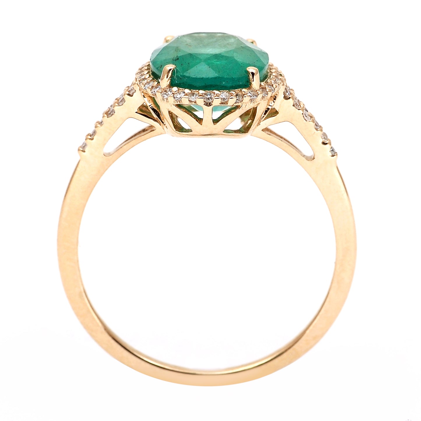 2.61 Ct Cushion Mixed Cut Natural Emerald 14K Gold Ring
