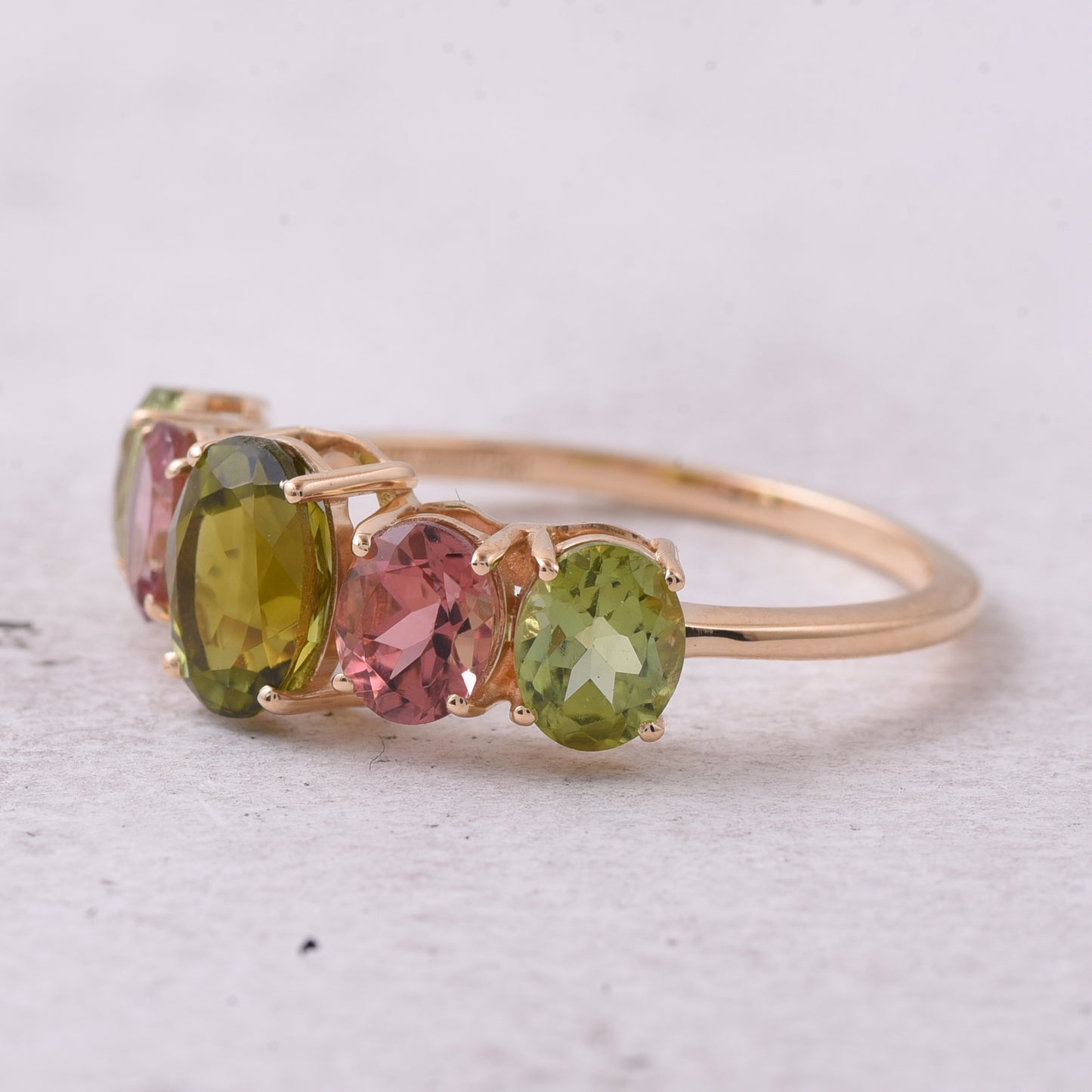 2.53 Ct Oval Natural Multi-Coloured Tourmaline 14K Gold Ring