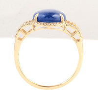 5.11 Ct Oval Cabochon Natural Corundum Sapphire 14K Gold Ring