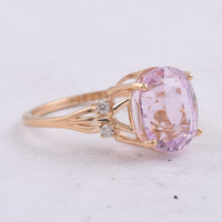 5.68 Ct Oval Natural Kunzite 14K Gold Ring