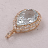 5.47 Ct Pear Aquamarine 9K Gold Pendant