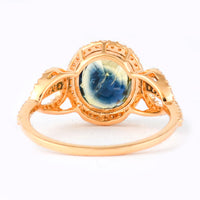 3.29 Ct Oval Mixed Cut Natural Bi Coloured Sapphire 14K Gold Ring