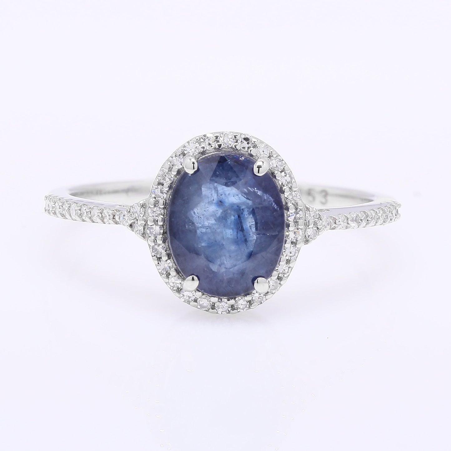 2.01 Ct Oval Cabochon Cut Natural Sapphire 950 Platinum Ring