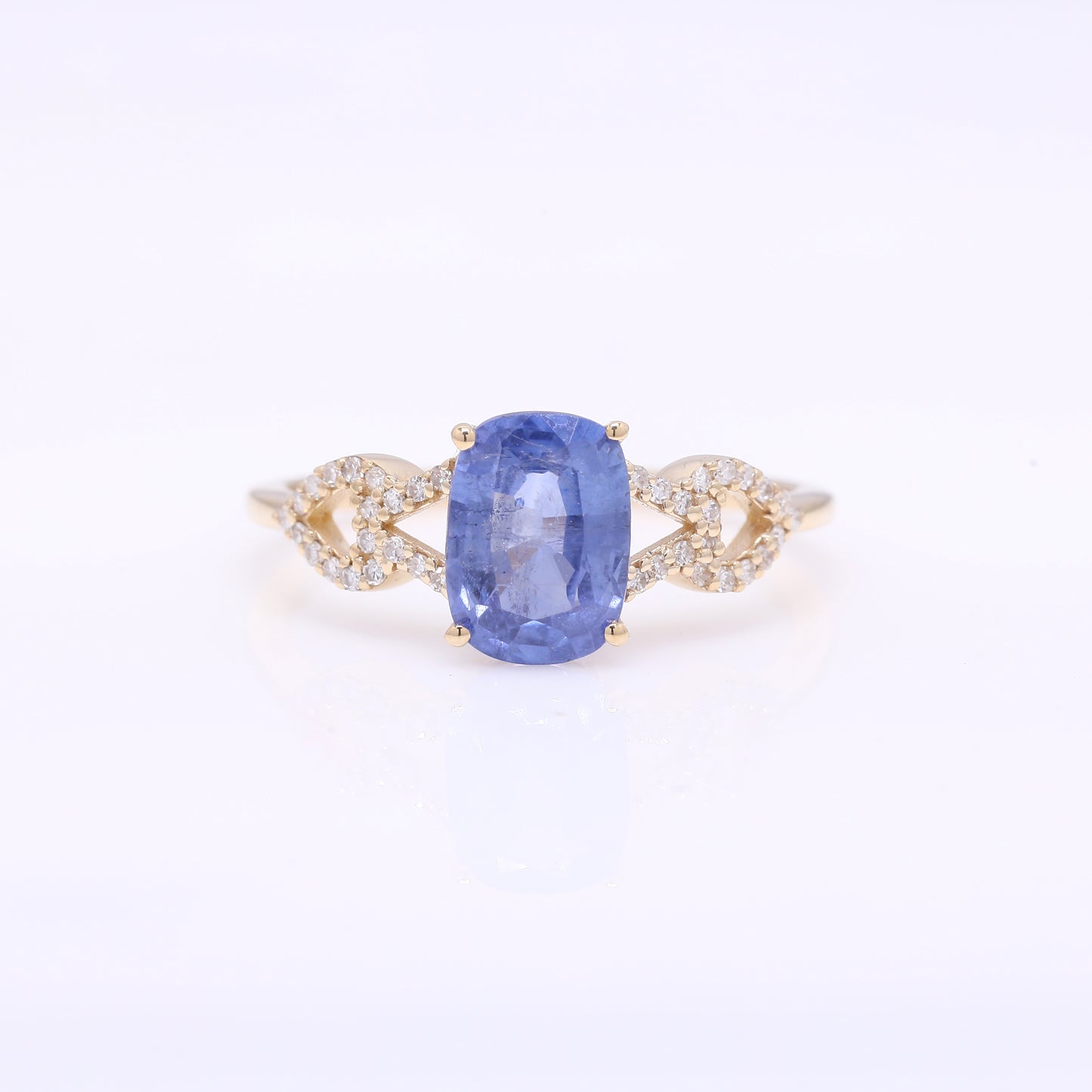 1.88 Ct Cushion Mixed Cut Natural Sapphire 14K Gold Ring