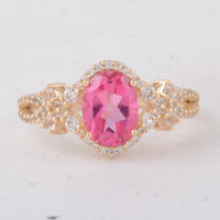 2.18 Ct Oval Pink Topaz 9K Gold Ring