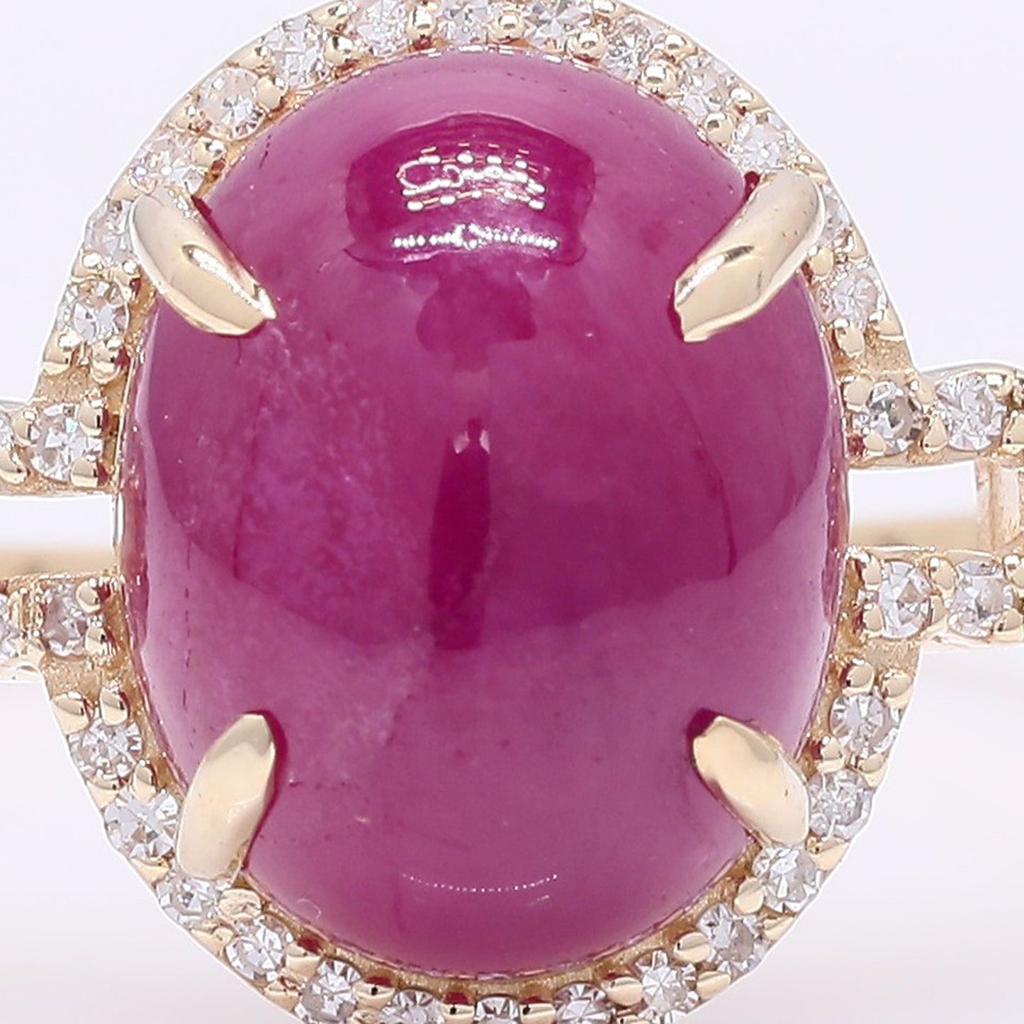 6.60 Ct Oval Cabochon Cut Natural Ruby 14K Gold Ring
