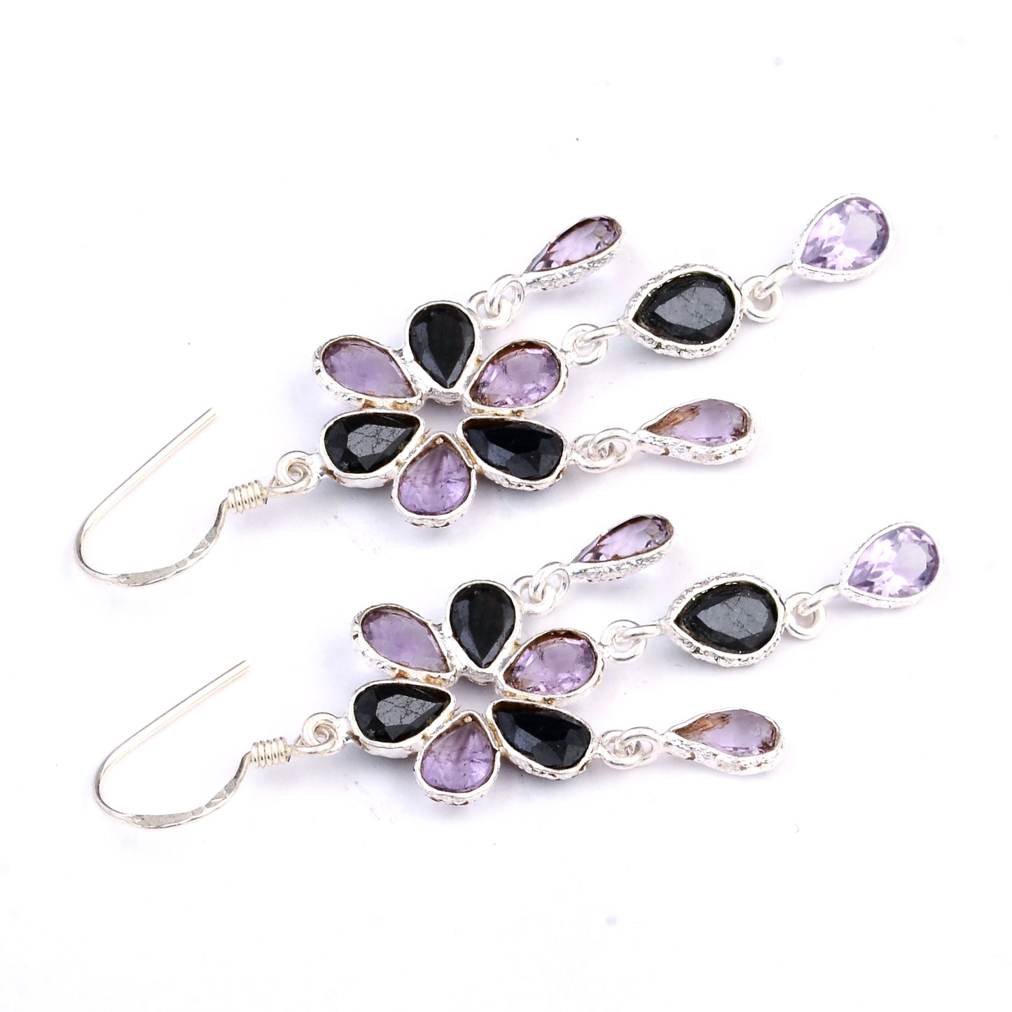 10.13 Ct Amethyst, Sapphire 925 Sterling Silver Earrings