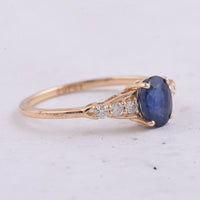 1.25 Ct Oval Natural Sapphire 14K Gold Ring