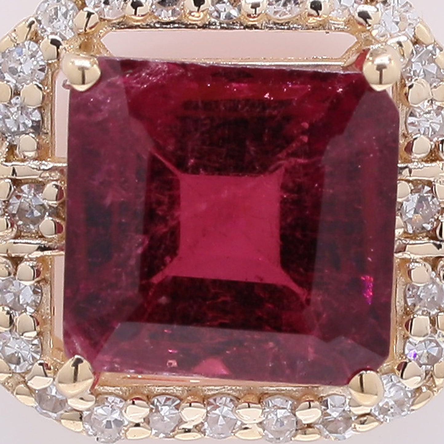 1.34 Ct Octagon Step Cut Natural Rubellite 14K Gold Pendant