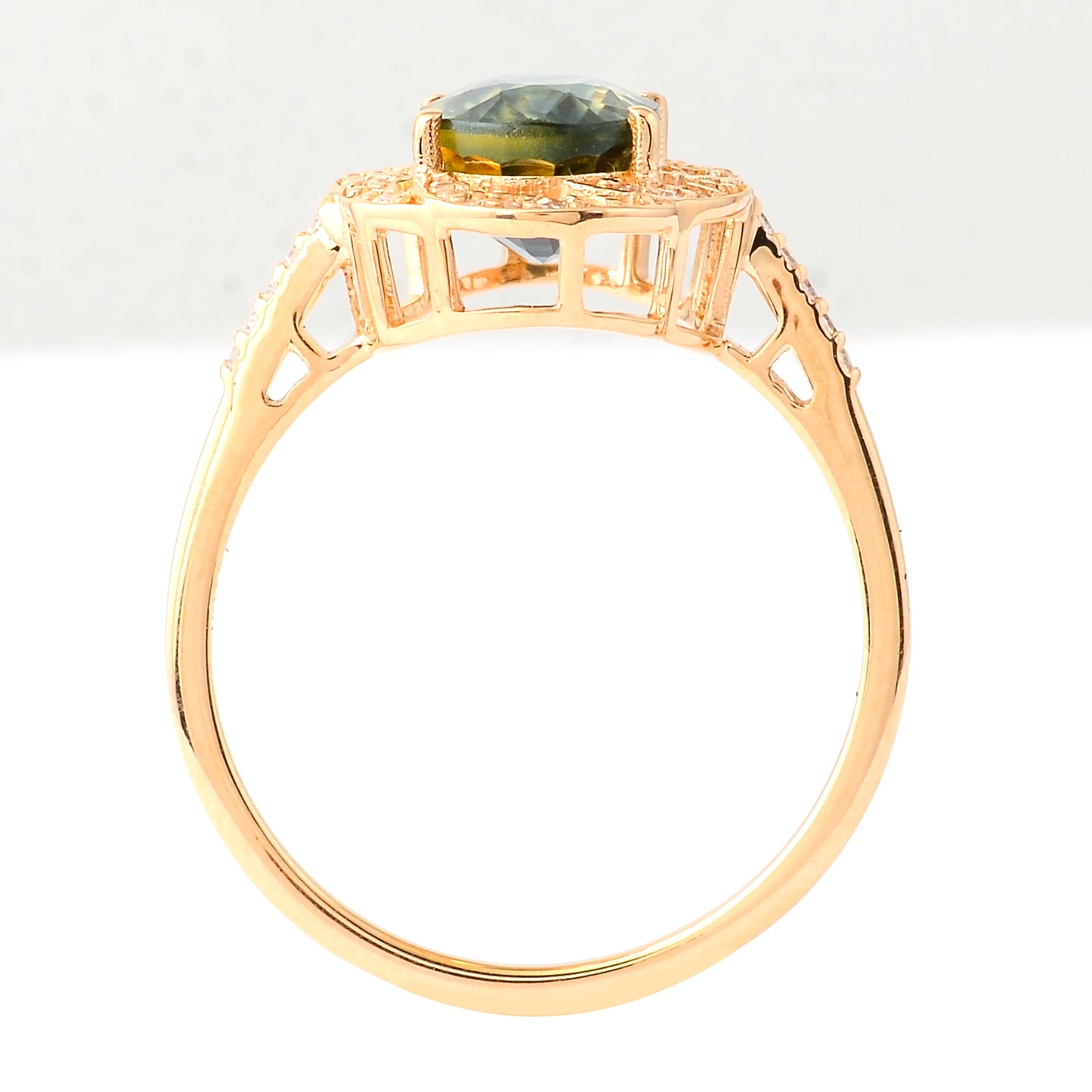 2.76 Ct Oval Mixed Cut Natural Bi Coloured Sapphire 14K Gold Ring