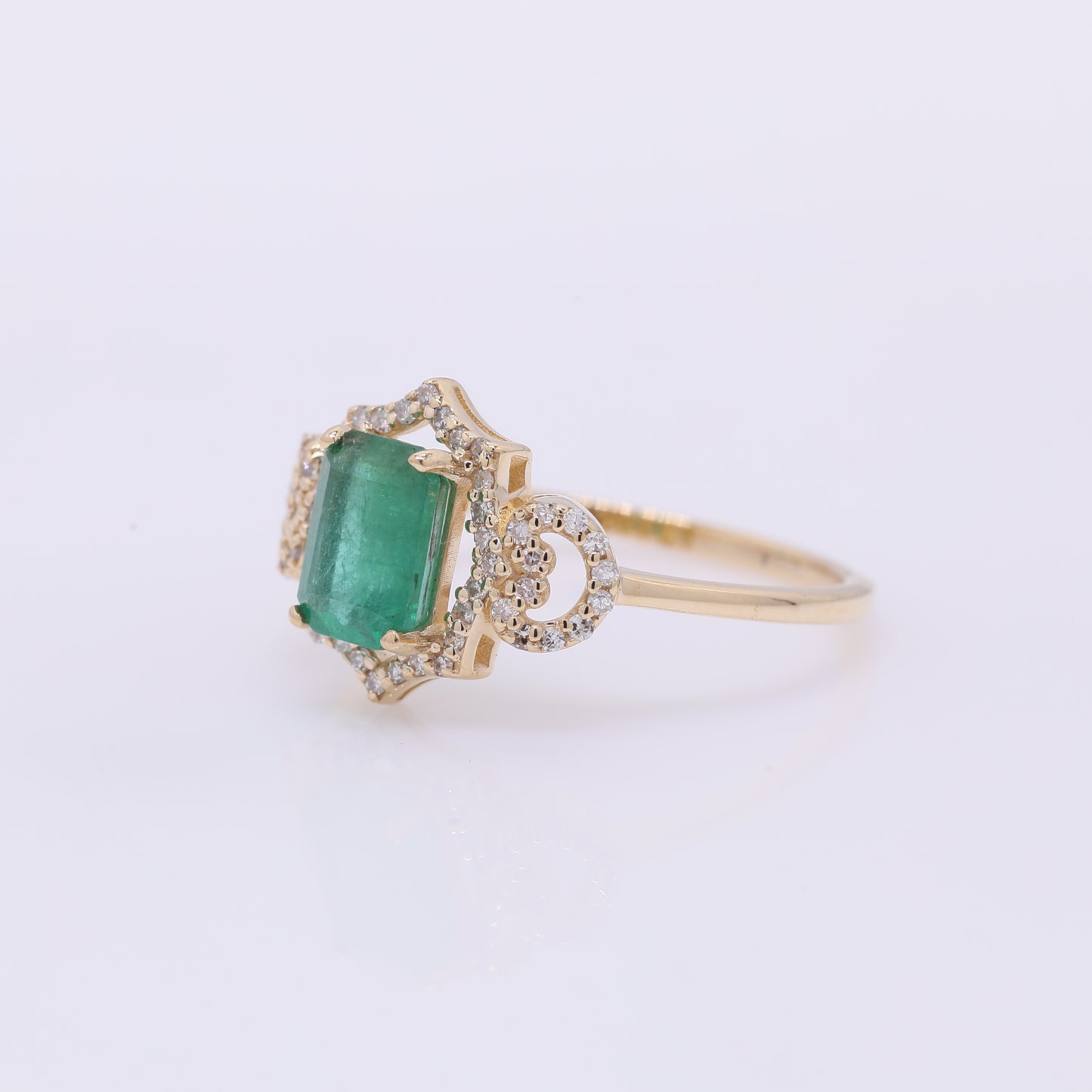 1.27 Ct Octagon Step Cut Natural Emerald 14K Gold Ring