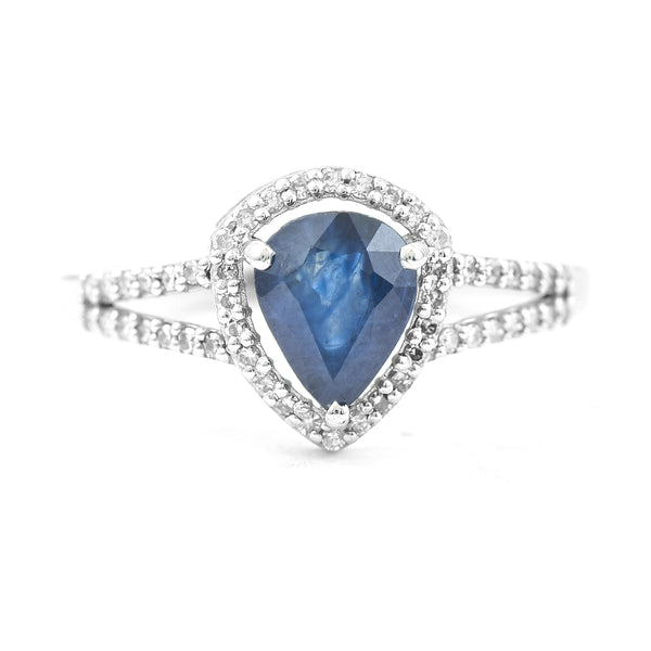 1.34 Ct Pear Mixed Cut Natural Sapphire 950 Platinum Ring
