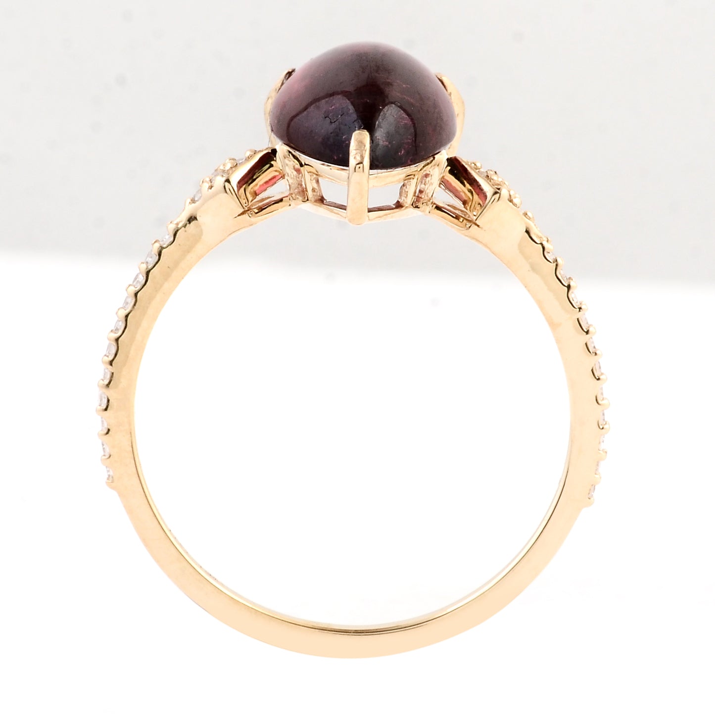 2.98 Ct Pear Cabochon Natural Tourmaline 14K Gold Ring