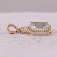 3.88 Ct Octagon Step Cut Natural Aquamarine 14K Gold Pendant