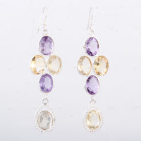 13.80 Ct Amethyst, Citrine 925 Sterling Silver Earrings
