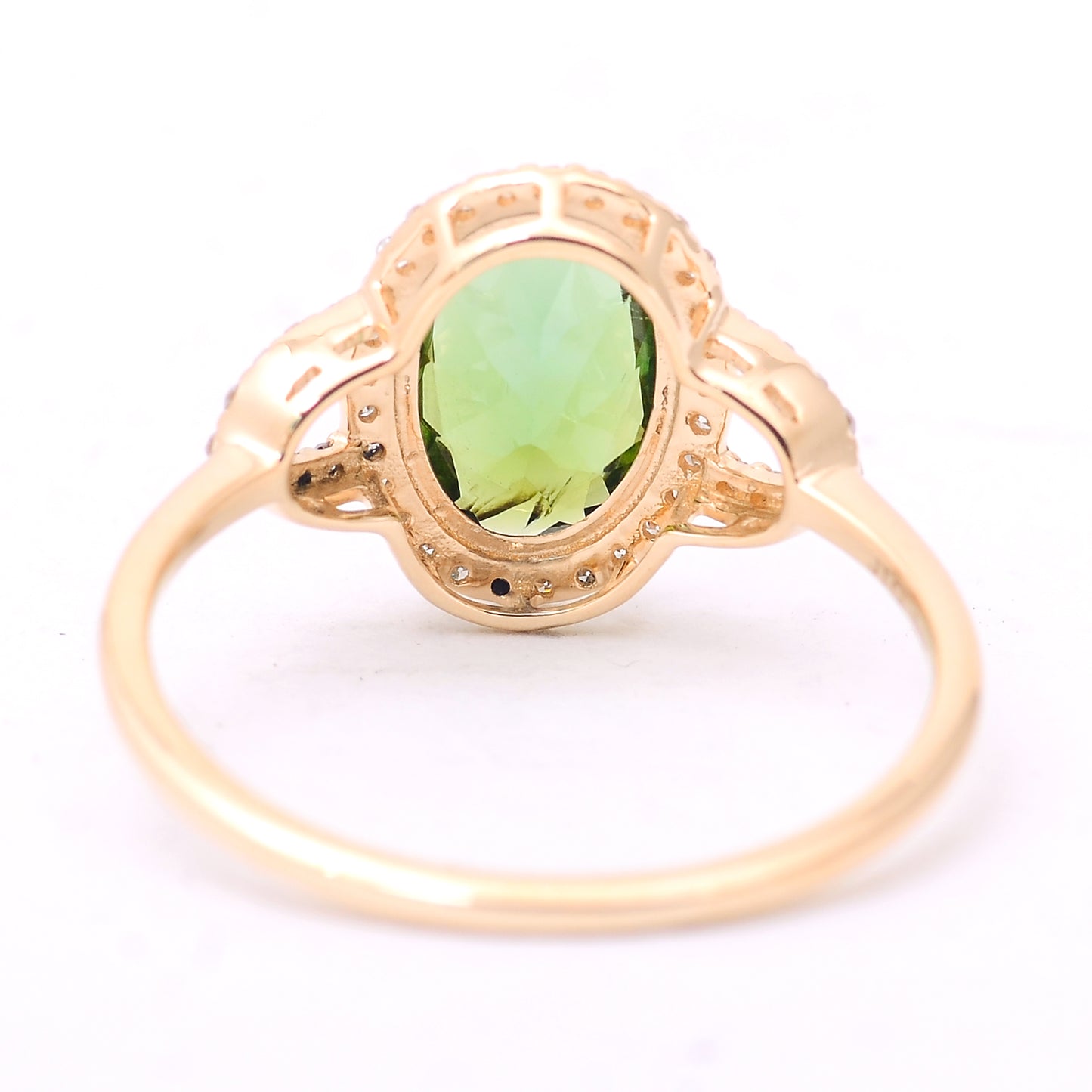1.55 Ct Oval Mixed Cut Natural Tourmaline 14K Gold Ring