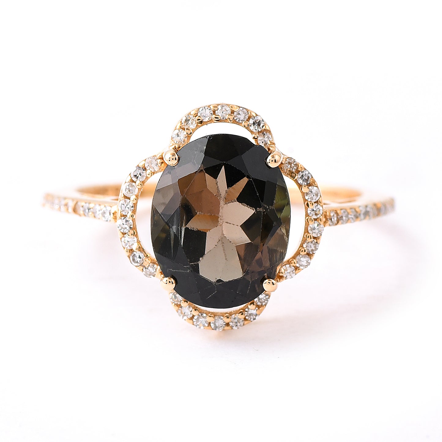 2.75 Ct Oval Mixed Cut Natural Green Tourmaline 14K Gold Ring