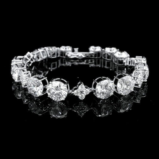 27.08 Ct Round Lab Grown Diamond 14K Gold Bracelet