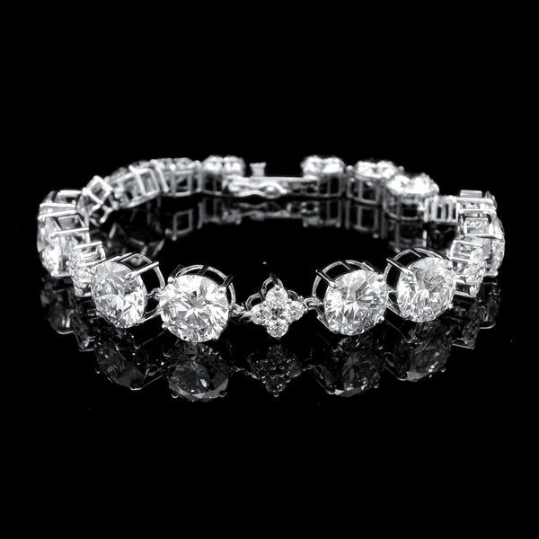 27.08 Ct Round Lab Grown Diamond 14K Gold Bracelet