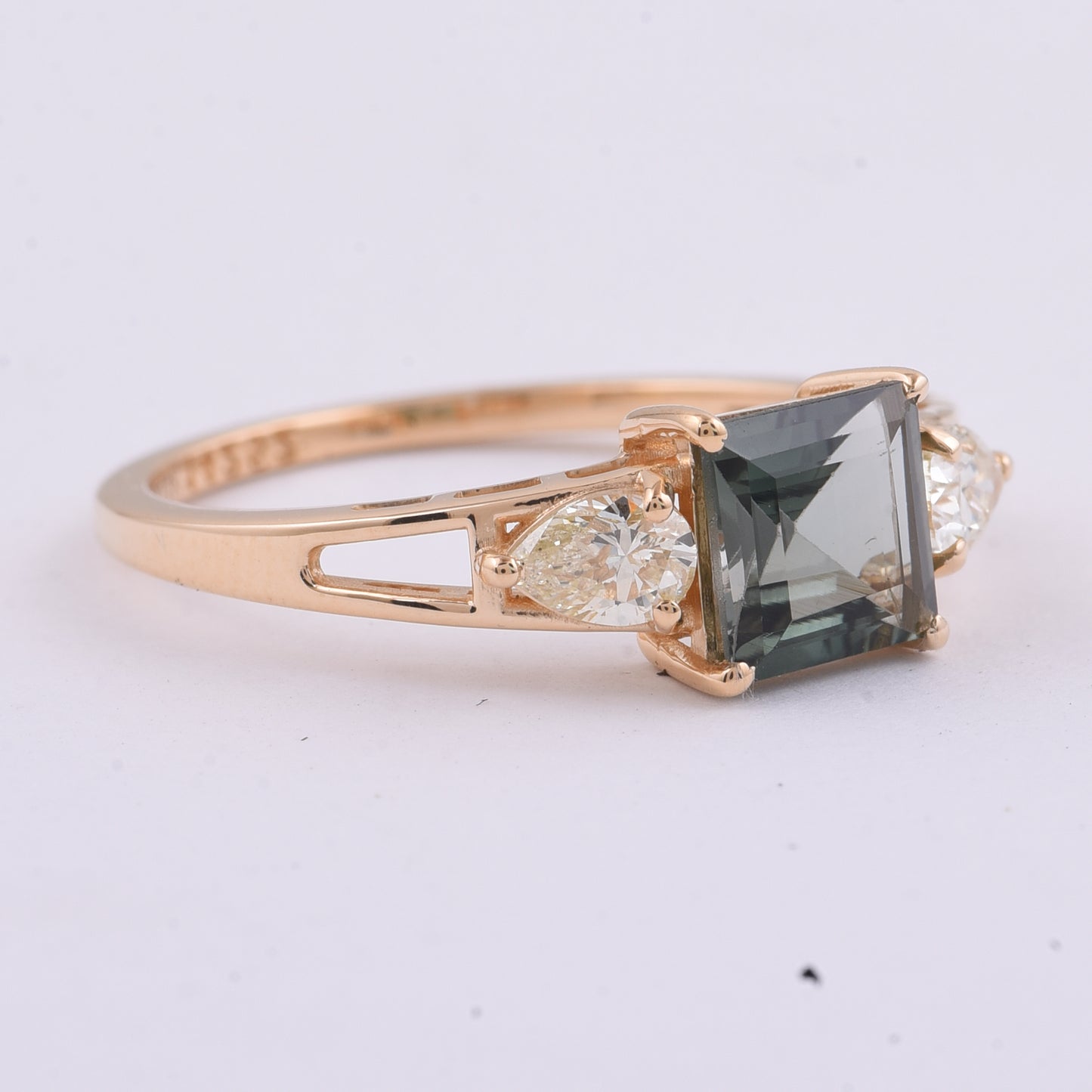 1.36 Ct Square Step Cut Natural Tourmaline 14K Gold Ring