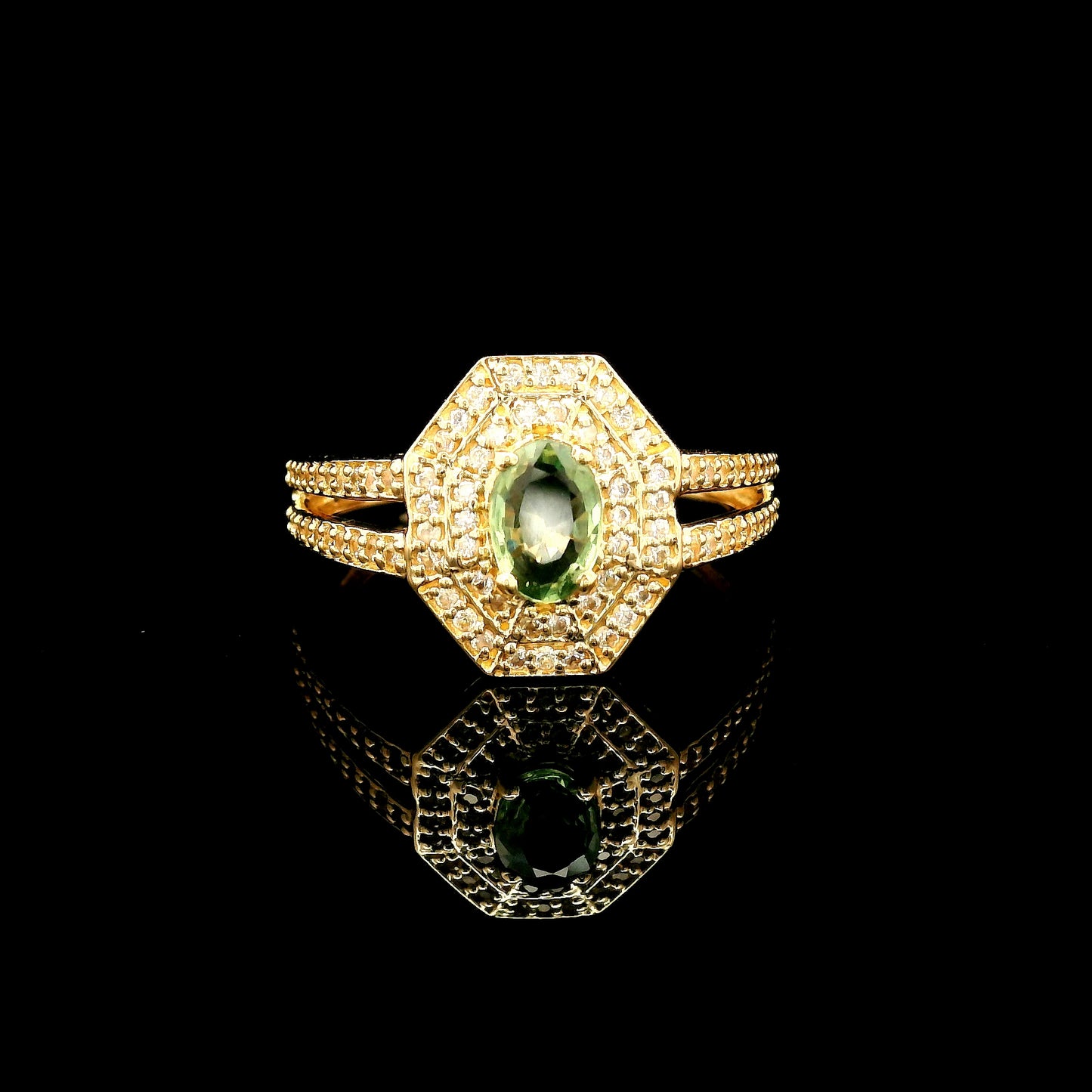 0.87 Ct Oval Multi Sapphire 14K Gold Ring