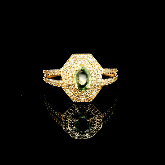 0.87 Ct Oval Multi Sapphire 14K Gold Ring