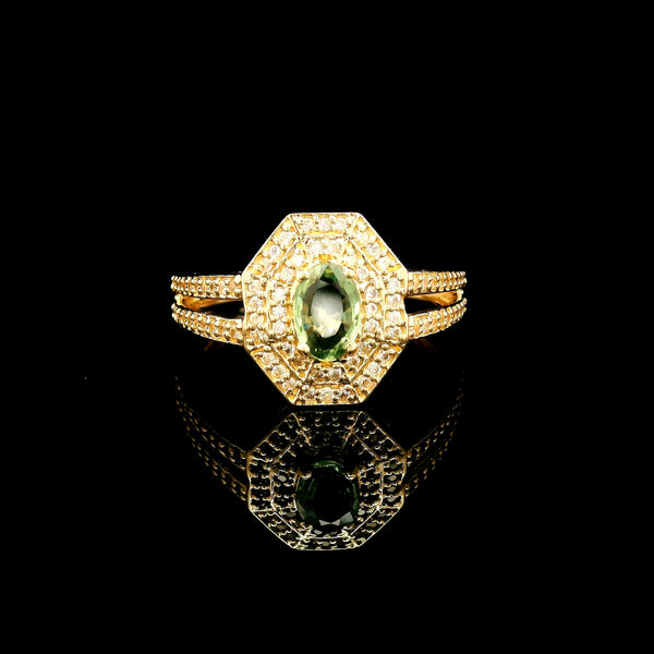 0.87 Ct Oval Multi Sapphire 14K Gold Ring