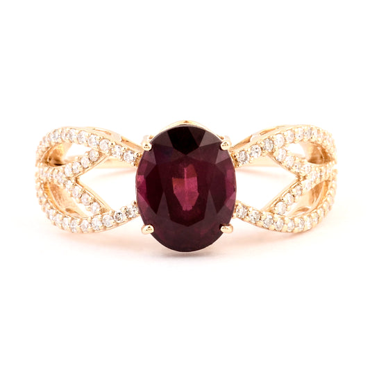 3.18 Ct Natural Pyrope-Almandite Garnet 14K Gold Ring