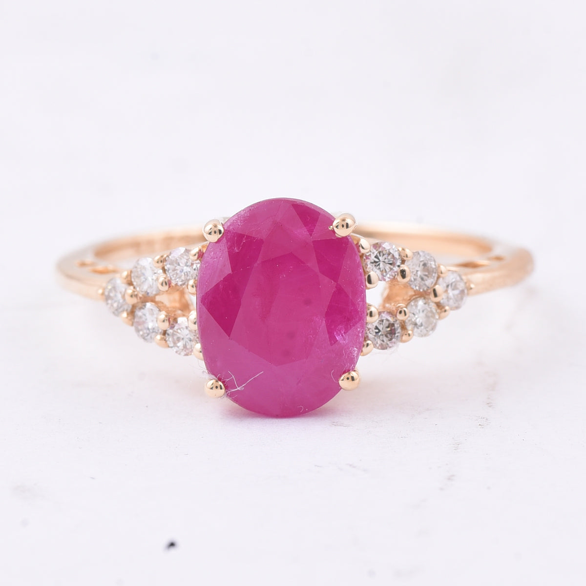 3.44 Ct Oval Natural Ruby 14K Gold Ring