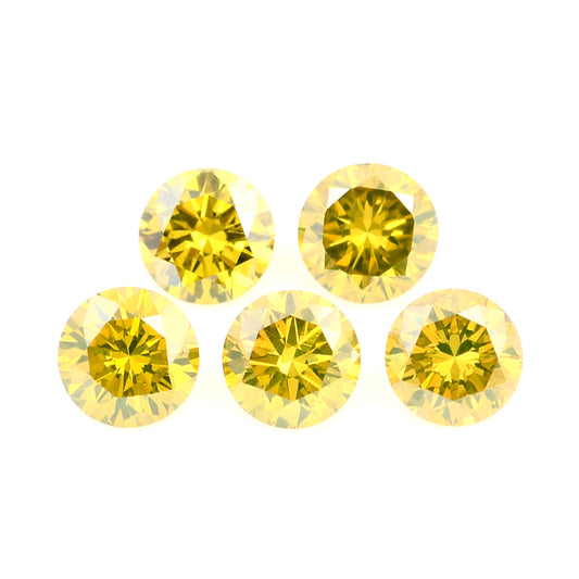 0.75 Yellow Diamond Round Loose Gemstone