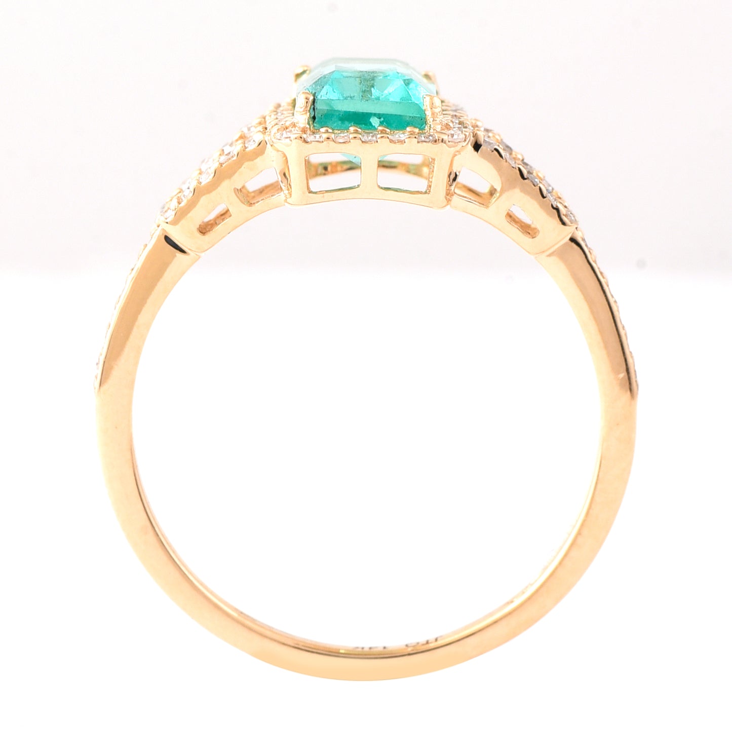 1.29 Ct Rectangle Step Cut Natural Emerald 14K Gold Ring