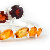 1.73 Ct Round Garnet, Citrine, Amethyst, Cubic Zirconia 925 Sterling Silver Ring