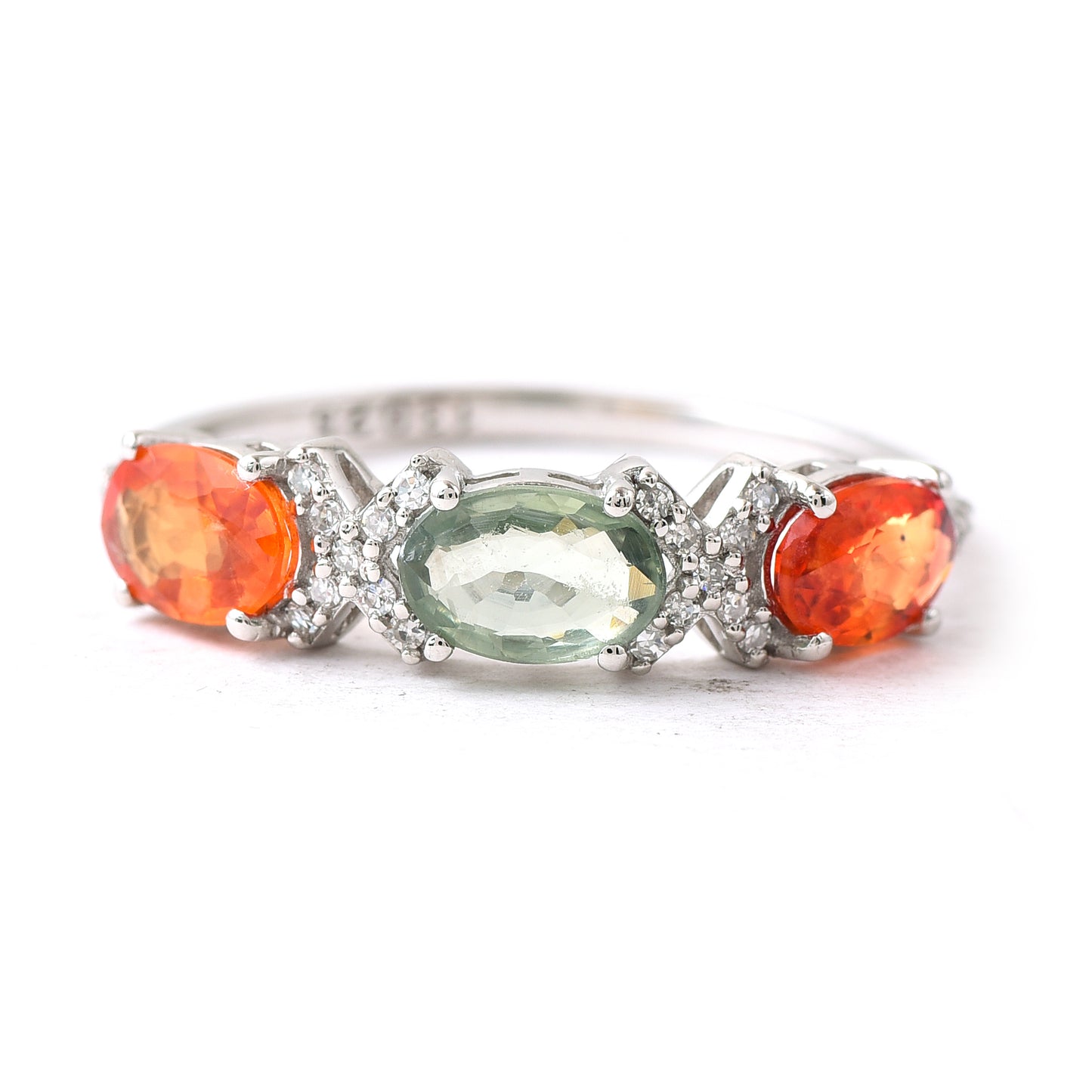 2.40 Ct Oval Multi Sapphire 950 Platinum Ring