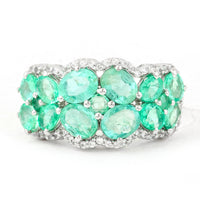 2.79 Ct Oval Mixed Cut, Round Mixed Cut Natural Emerald 950 Platinum Ring