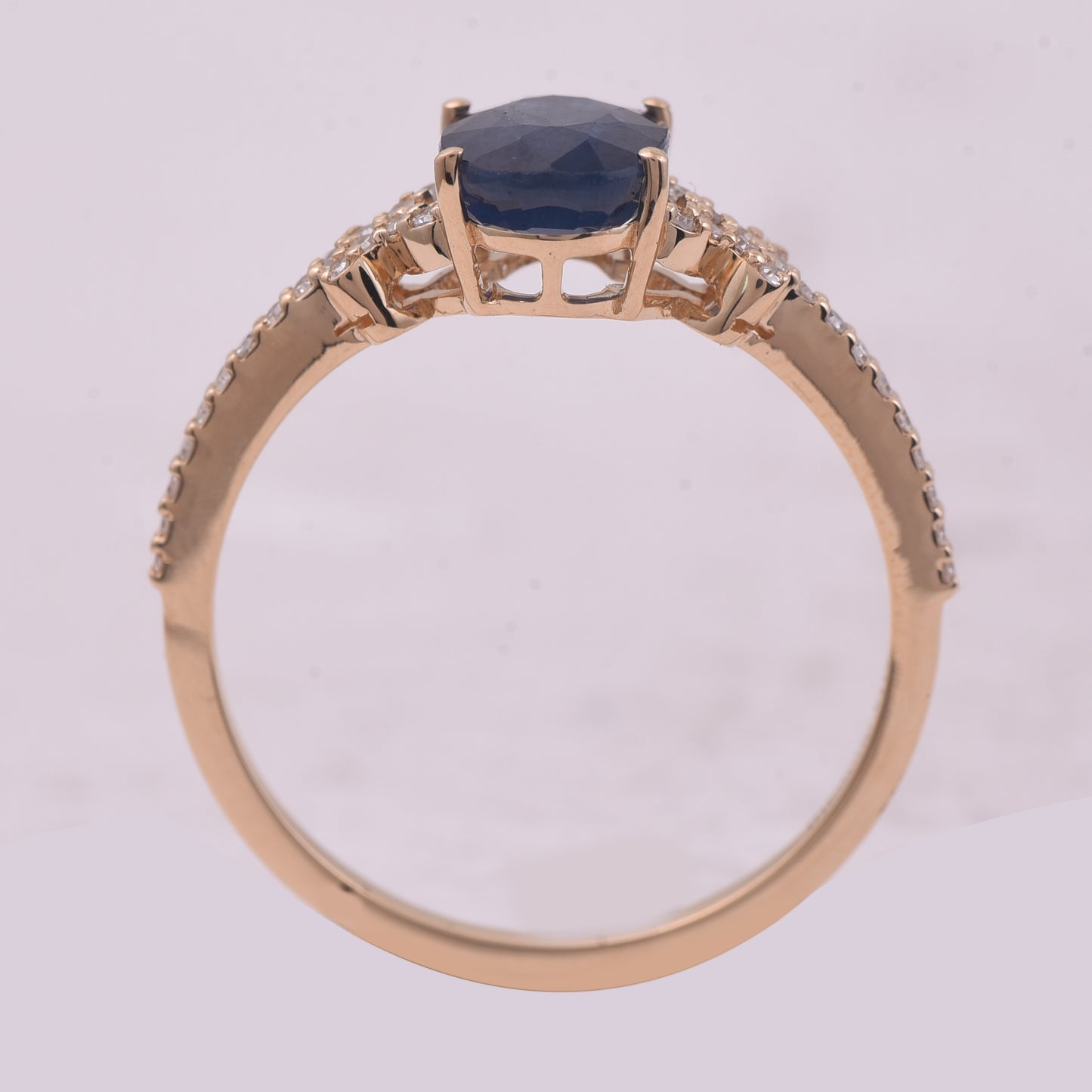 1.73 Ct Oval Mixed Cut Natural Sapphire 14K Gold Ring
